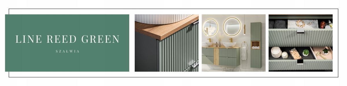 SZAŁWIOWA szafka pod umywalkę 80 cm LINE REED GREEN 82-80-2S z szufladami Wykończenie matowe