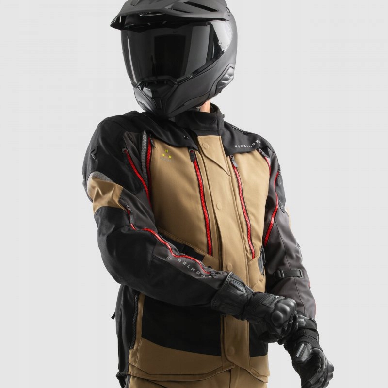 Textilná Motocyklová Bunda Rebelhorn Hardy 3.0 Dezertt Grey Red 7XL