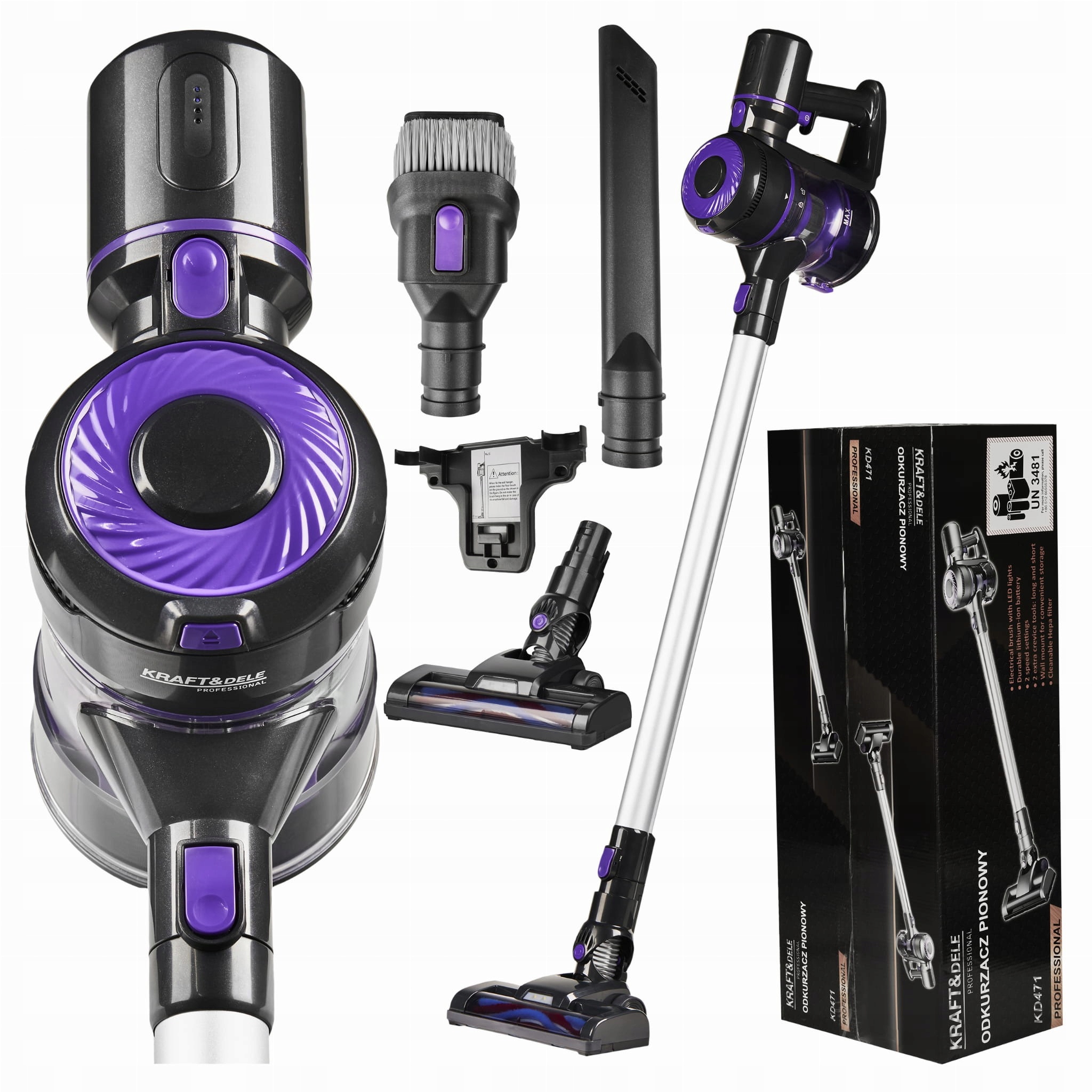 Mocny Odkurzacz Pionowy Bezprzewodowy Ręczny 220W Cyklonowy Domowy