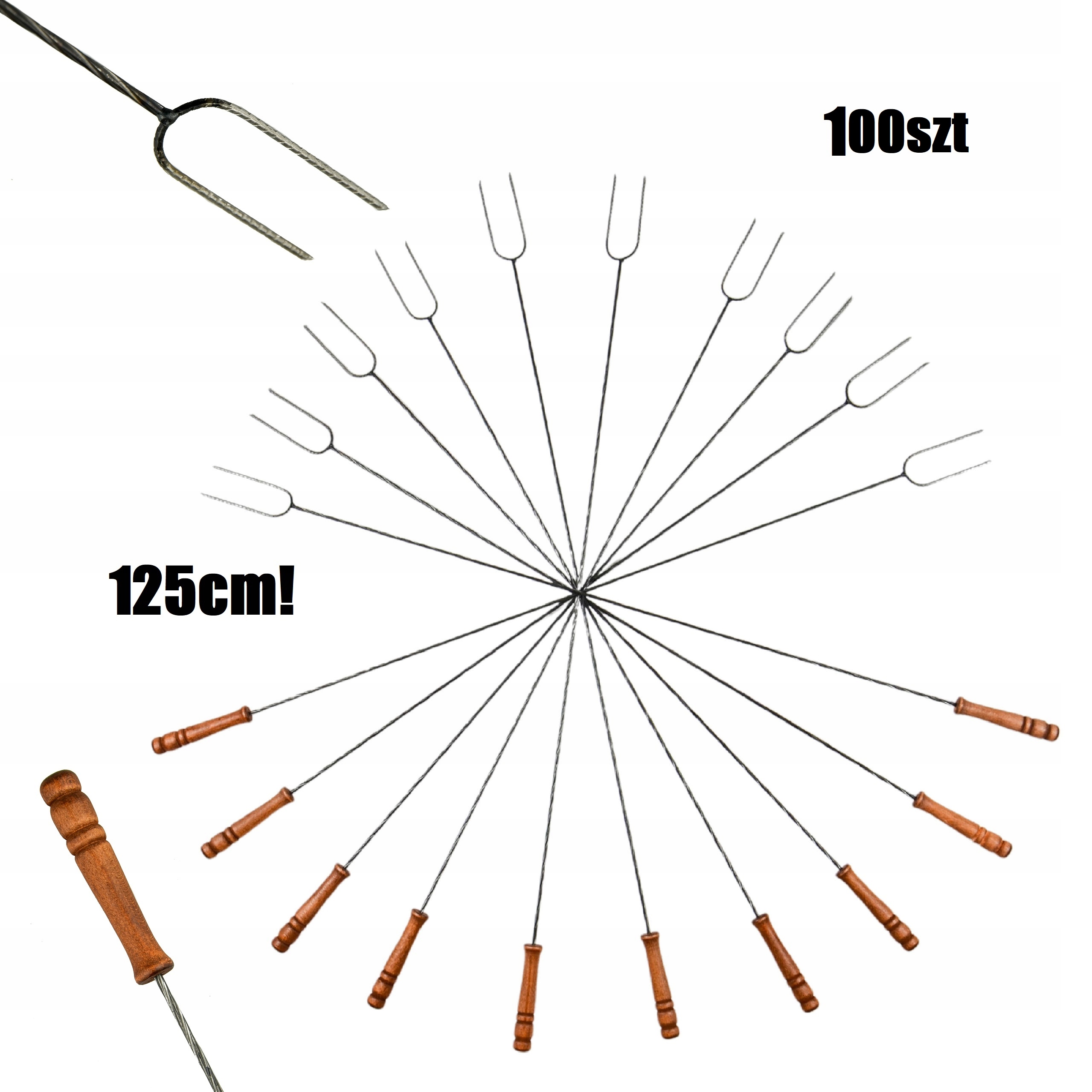 Vidličky vidličky na oheň pro grilování 125 cm 100 ks