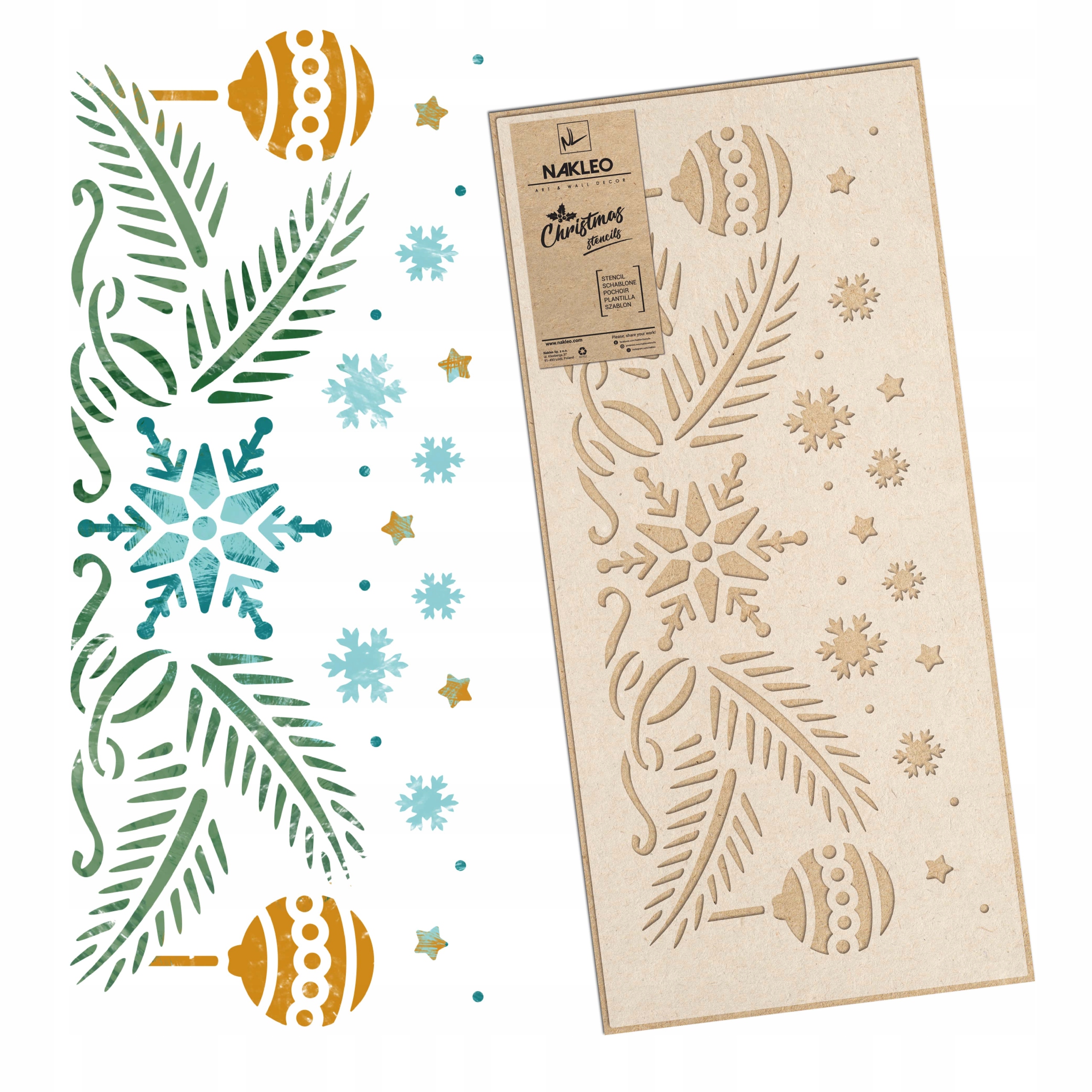 Šablona na umělý Sníh Opakovaně Použitelný L 45x95cm Vánoční Větvičky