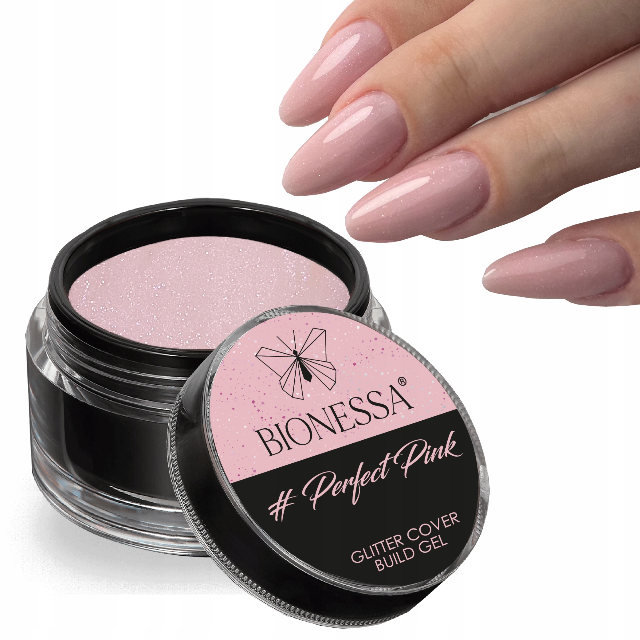 ŻEL do PRZEDŁUŻANIA paznokci z DROBINKAMI, SAMOPOZIOMUJĄCY KRYJĄCY, 15ml