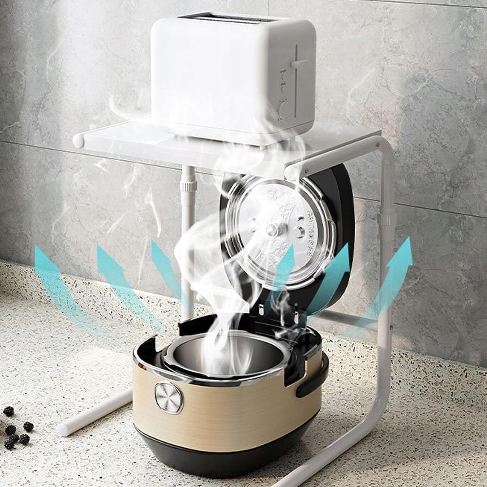 PÓŁKA STOJAK NA MIKROFALÓWKĘ 2-PIĘTROWY STAL WĘGLOWA NOWOCZESNY Liczba poziomów 2