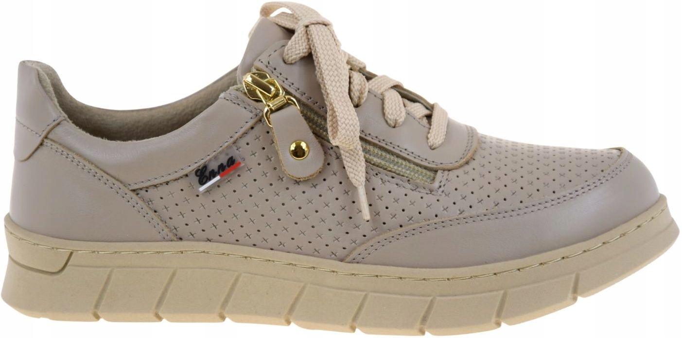 Dámské kožené polobotky béžové na citlivé nohy, velikost H, Enna 6017, velikost Vel.