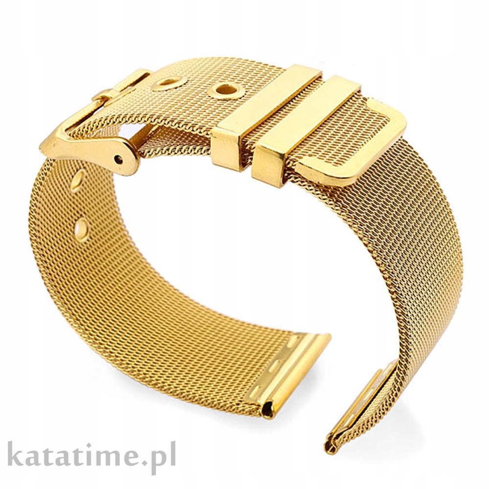 Bransoletka pasek do zegarka mesh milanese 22 mm żółte złoto złota złoty