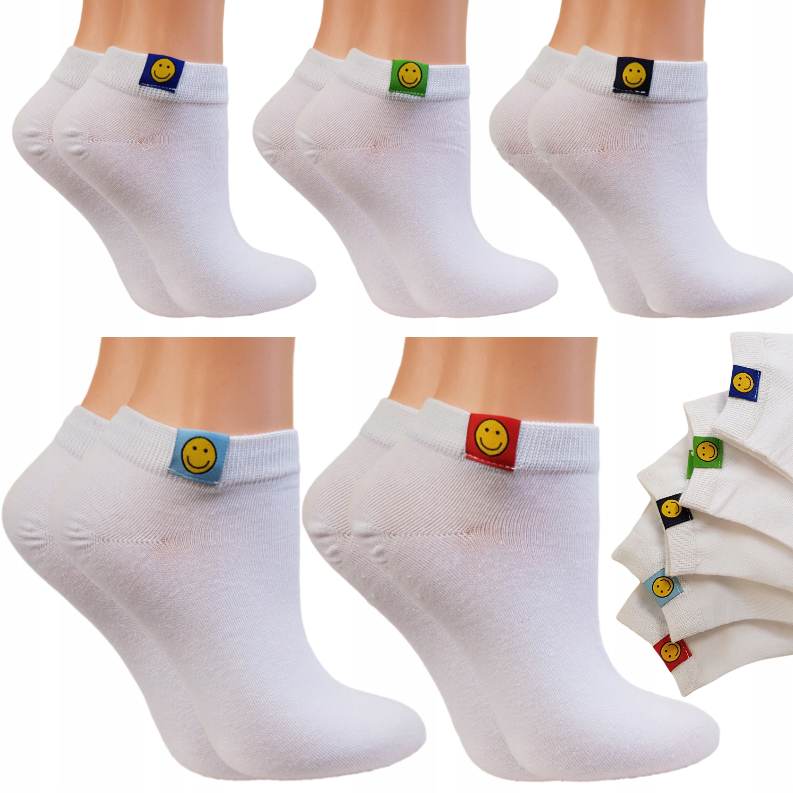 

5 x Skarpety Damskie Stopki Bawełniane Białe