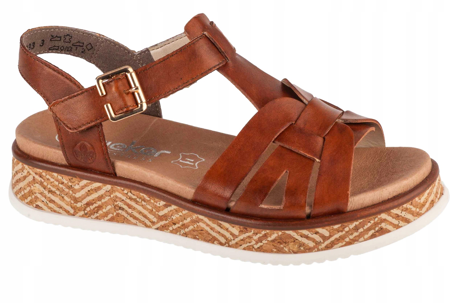 Rieker Sandals [41] Dámské kožené sandály Hnědé