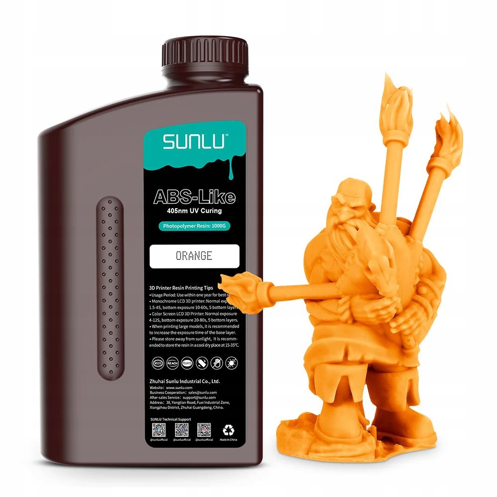 Sunlu pryskyřice ABS-Like 3D Printer Rapid Resin 1000g Orange Oranžová
