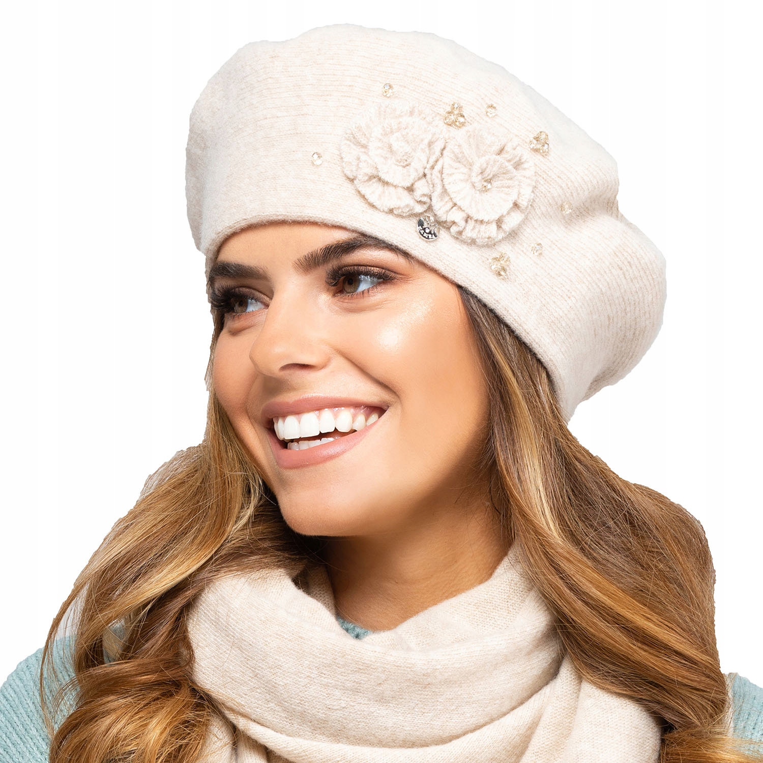 Kamea Barcelona univerzální velikost vlna na zimu béžová Beret