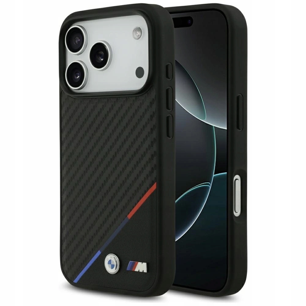 Pouzdro Bmw M Carbon Tricolor Line MagSafe pro iPhone 17 Pro černé