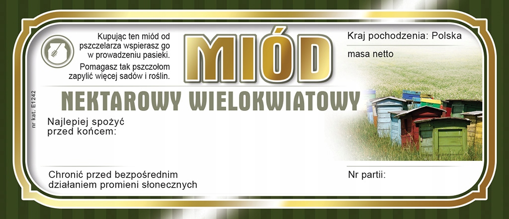 

Etykiety na Miód Wielokwiatowy (100szt) wzór E1242