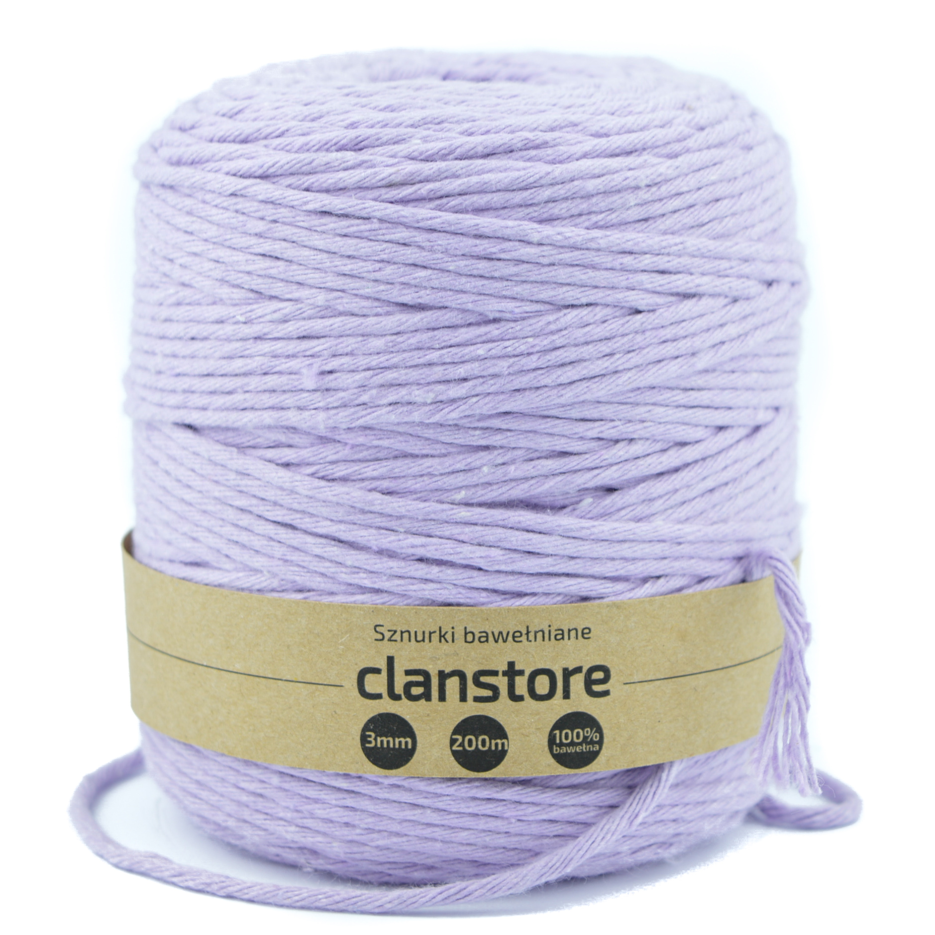 Sznurek bawełniany do makramy 3mm 200m fioletowy