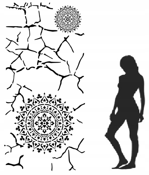 Malířská šablona omítková mandala 250 cm velkoformátová Beton architekton