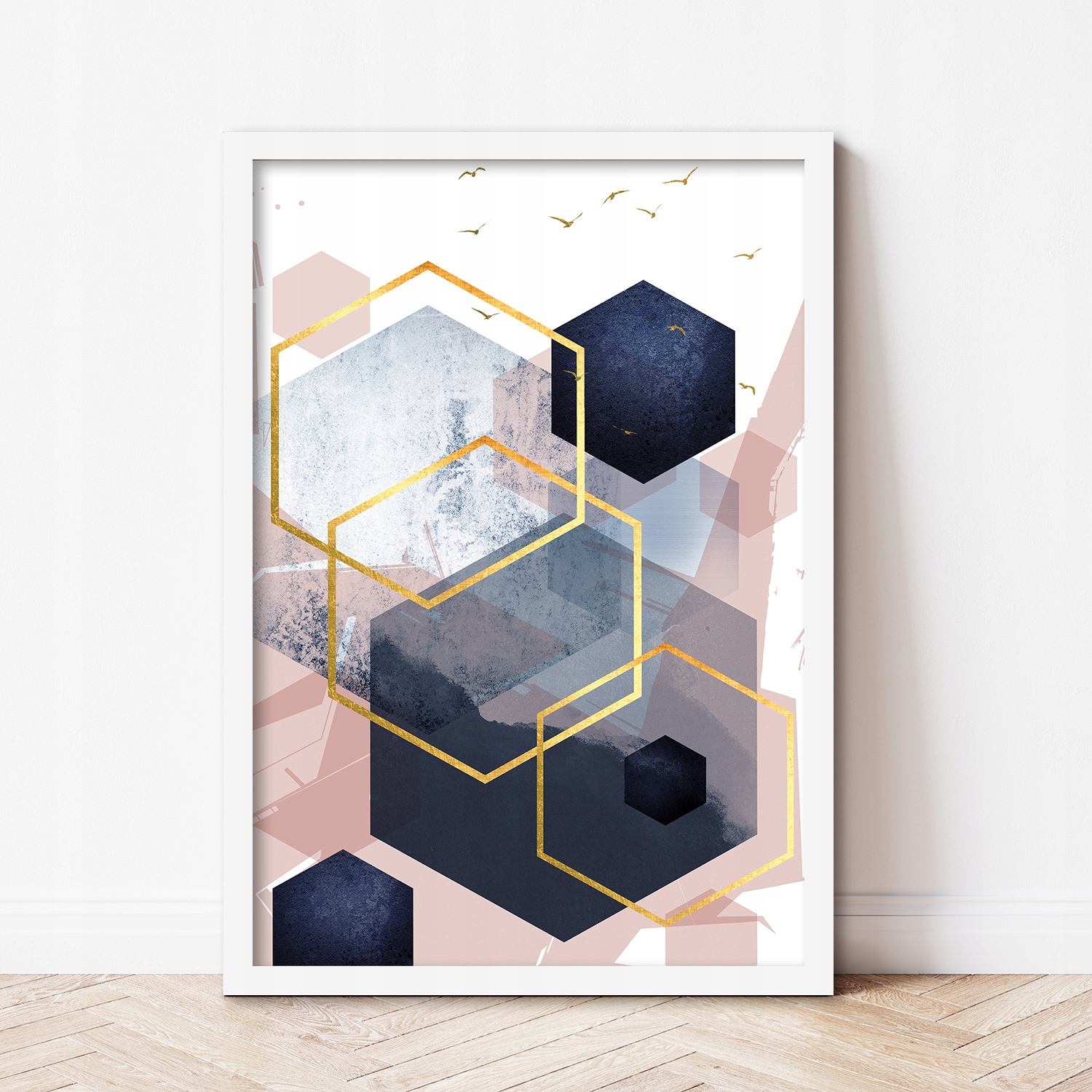 Plakaty grafiki ABSTRAKCJA ZŁOTE RÓŻ geometryczne Szerokość produktu 40 cm