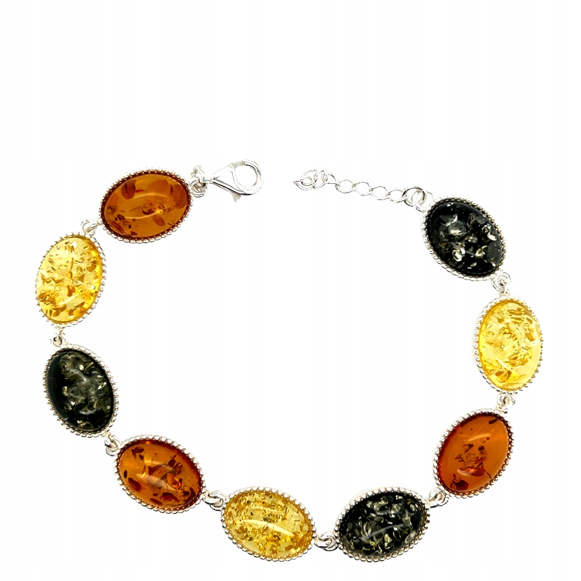 Stříbrný náramek s baltským jantarem stříbro 925, jemná barevná barva