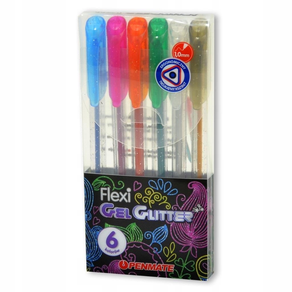 DŁUGOPIS ŻELOWY FLEXI ABRA GEL 6 KOL BROKATOWE