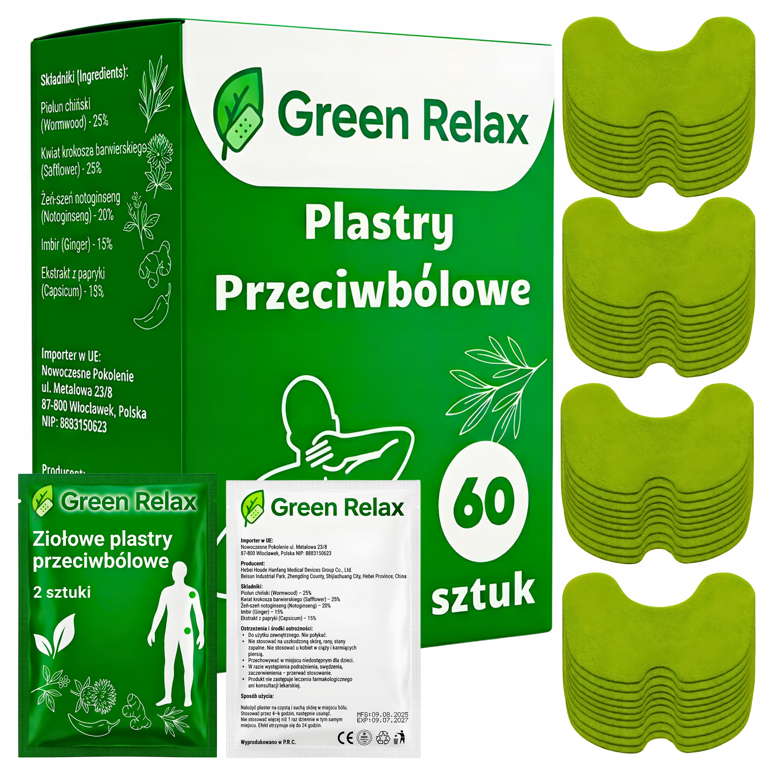 Plastry Rozgrzewające Przeciwbólowe Na Kręgosłup Kolana Biodro Barki 60 Szt