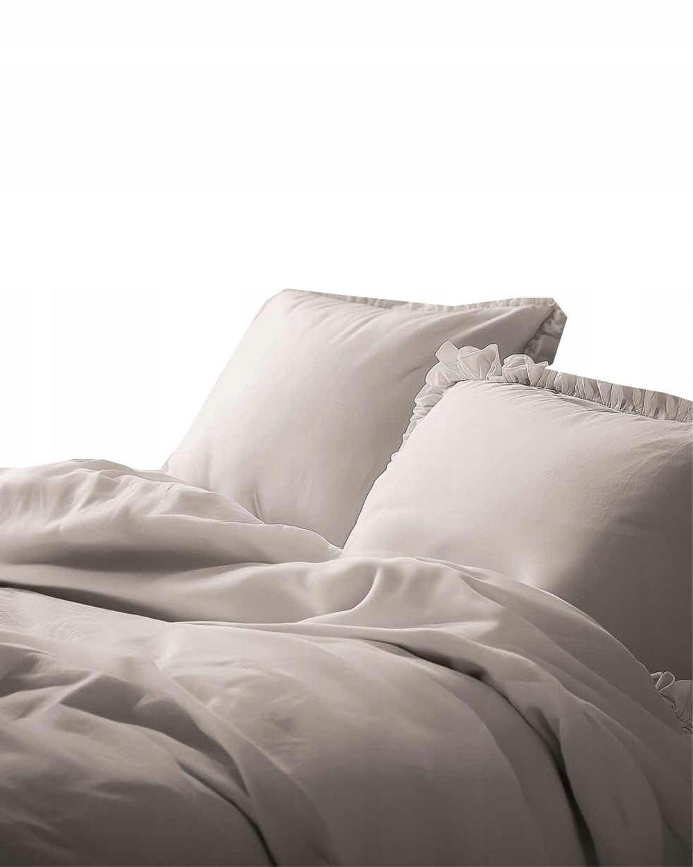 Komplet pościeli z falbanką 160x200 cm beżowa beż Detexpol bawełna 100%