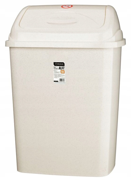Levně Odpadkový koš s výklopným víkem Alfi 50 l na odpadky béžový vysoký