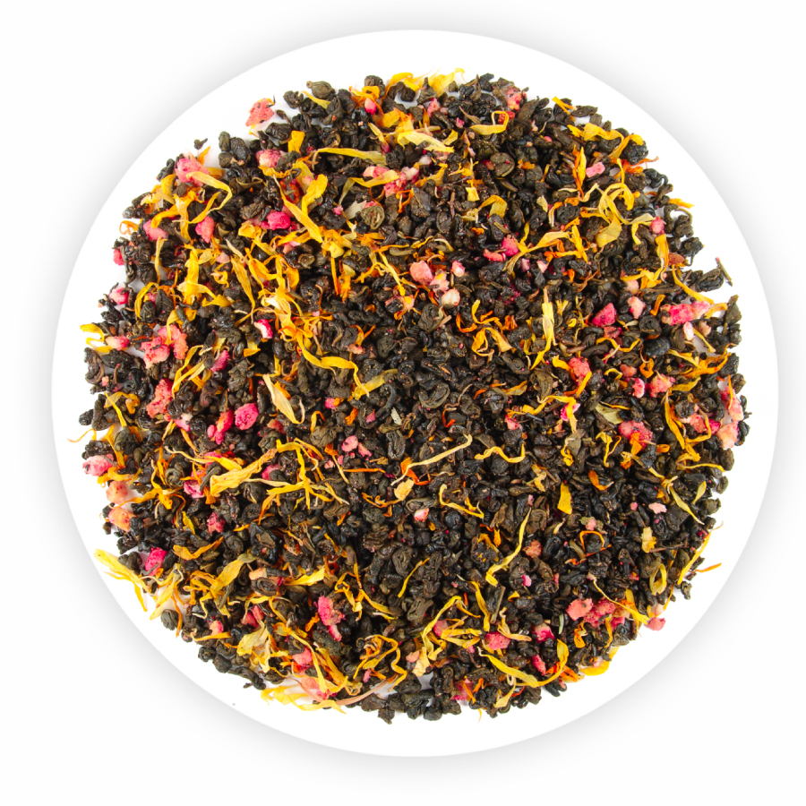 Čaj Zelený Listový Gunpowder Lesní Jahoda Měsíček Leono Teaverso 500 G