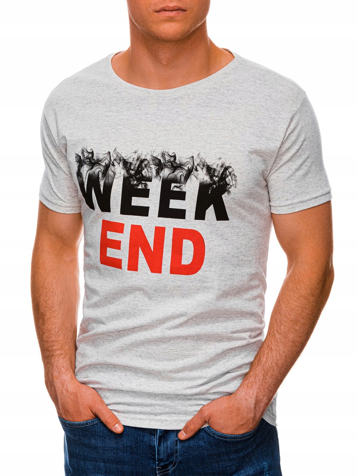 

T-shirt męski z nadrukiem 1458S szary XXL