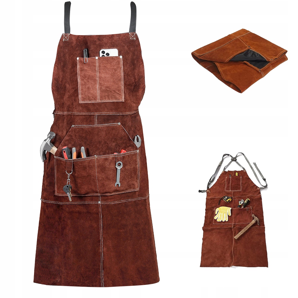 Nehořlavá Svařovací Zástěra Pro Svářeče S Nastavitelnými 6 Kapsami