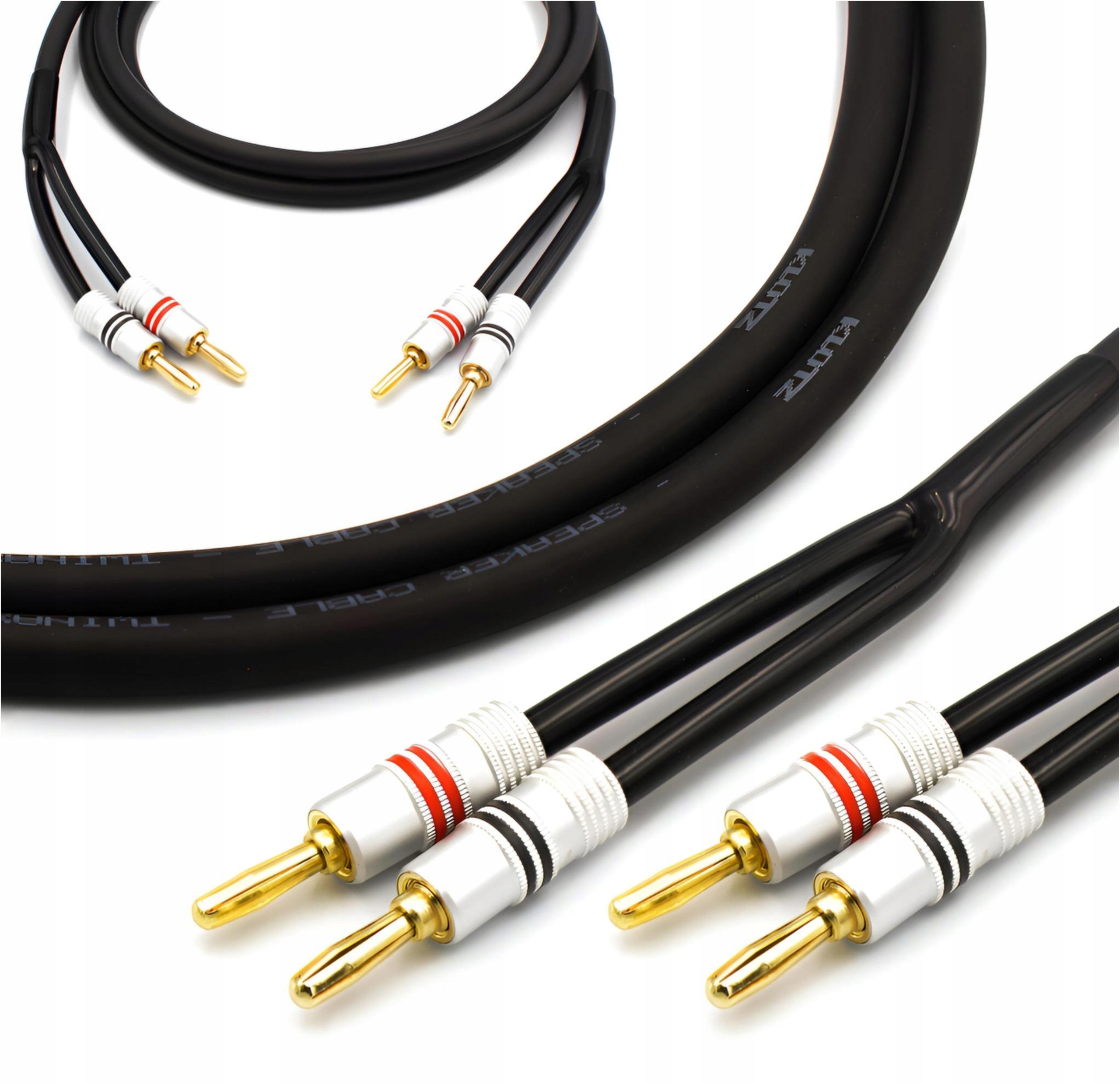 Kabel Głośnikowy Banan 2m 2x2.5mm2 Klotz Miedź Ofc LY225 Wtyk Bananowy