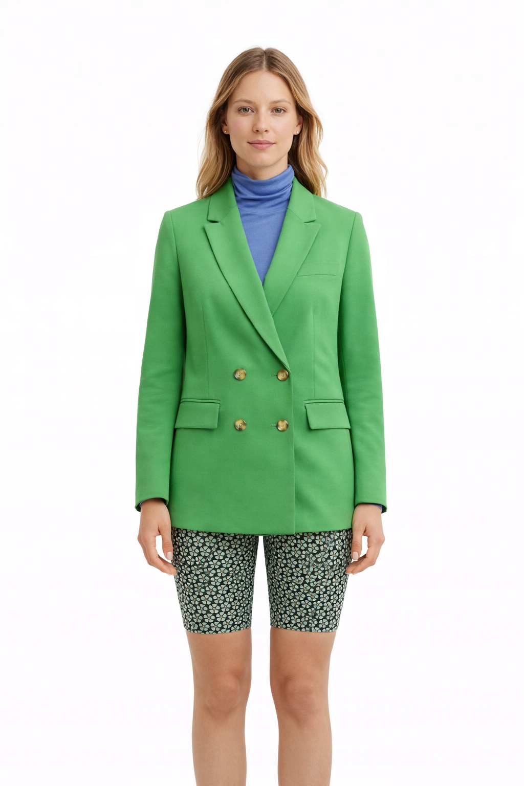 Mango Zelená Dvouřadá Sako S Klopami A Podšívkou S I4B