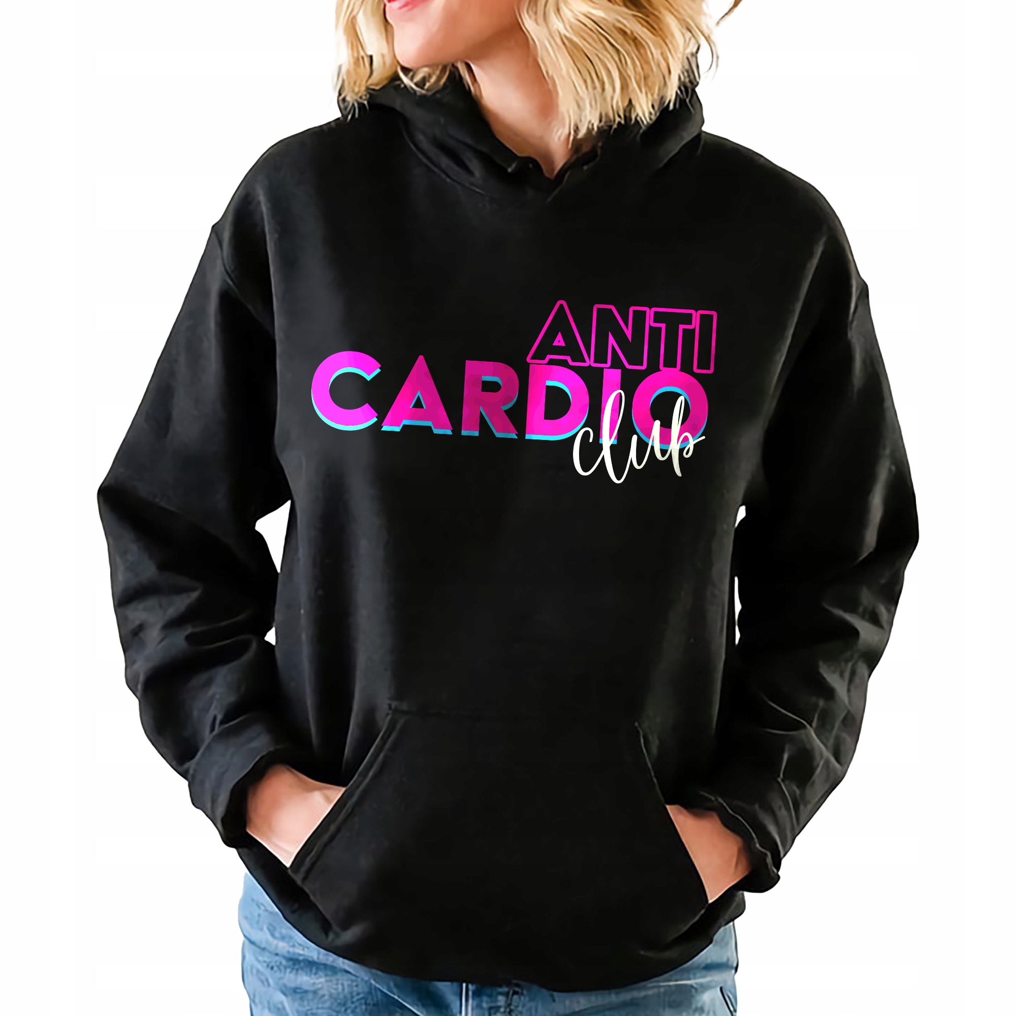 Mikina S Kapucí Černá Anti Cardio Club Pro Mládež vzory Vel XXL