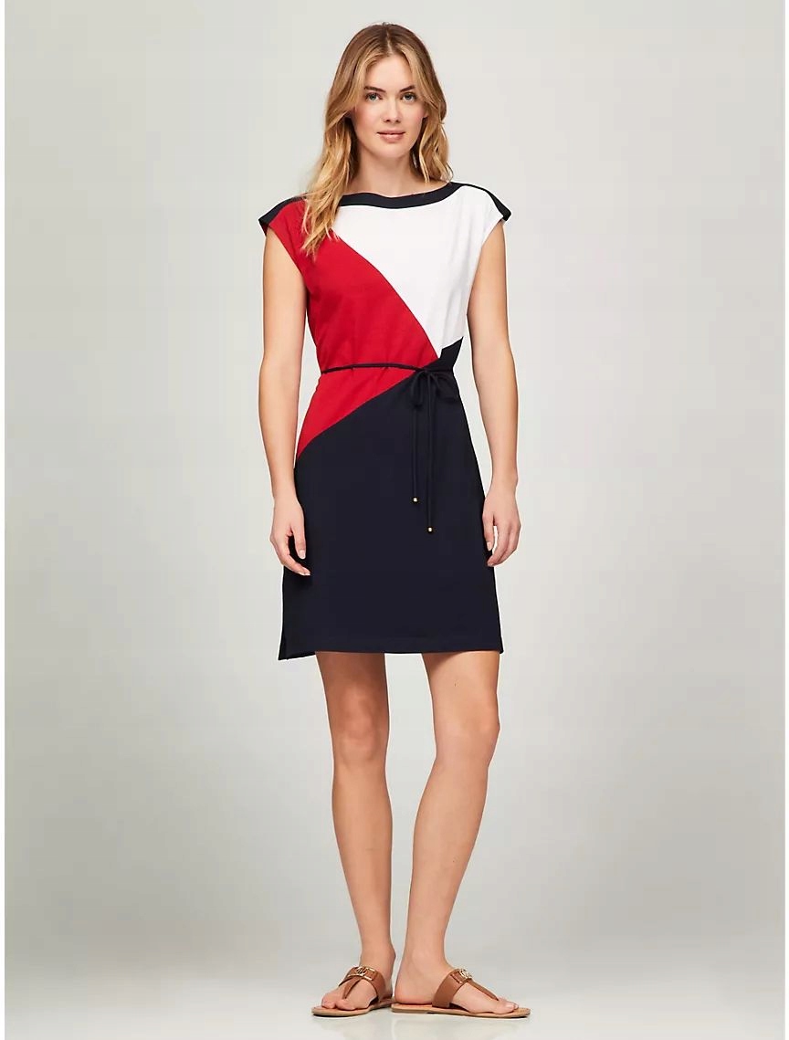 Tommy Hilfiger dámské barevné šaty s páskem M