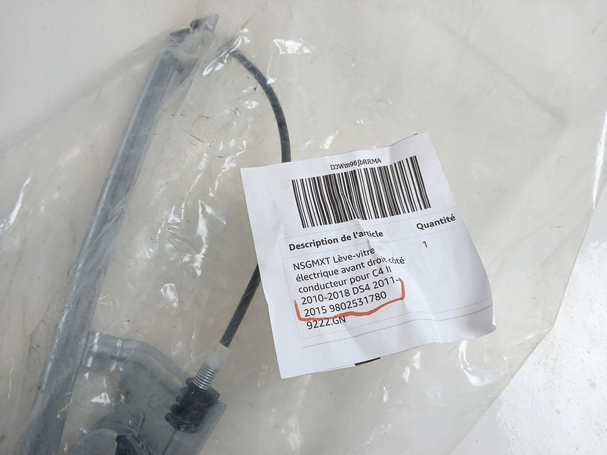 CITROEN C4 II window regulator right front 9802531780