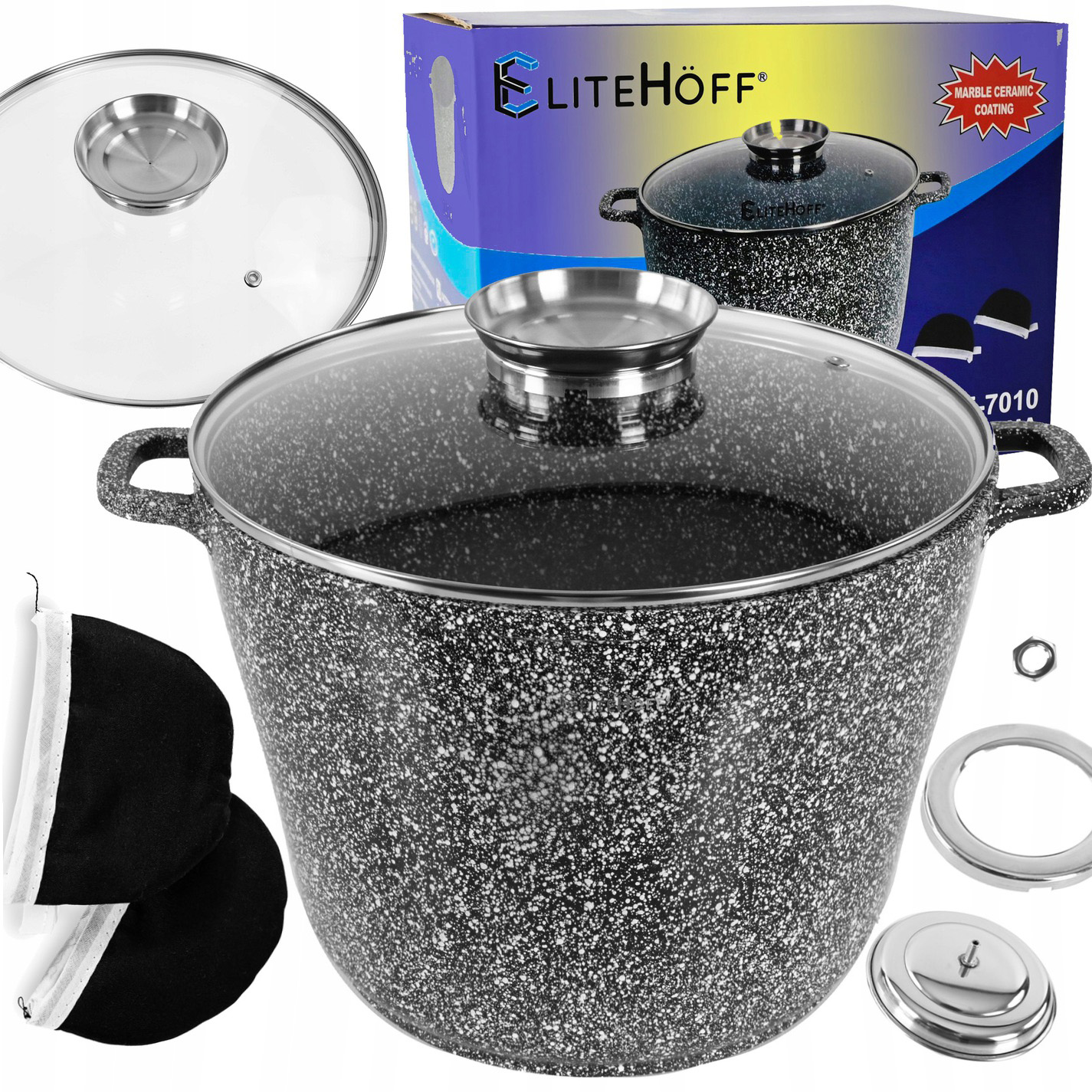 

Garnek 24CM Ceramiczny 6,5 L Marmurkowy Pokrywa XL