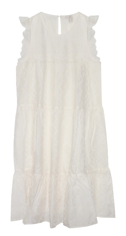 Šaty Dámská Výšivka Ecru Falbany Bavlna vel. 36