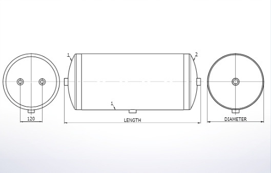 ZBIORNIK POWIETRZA 80L 396x750 15 5 BAR Part number 9500800020