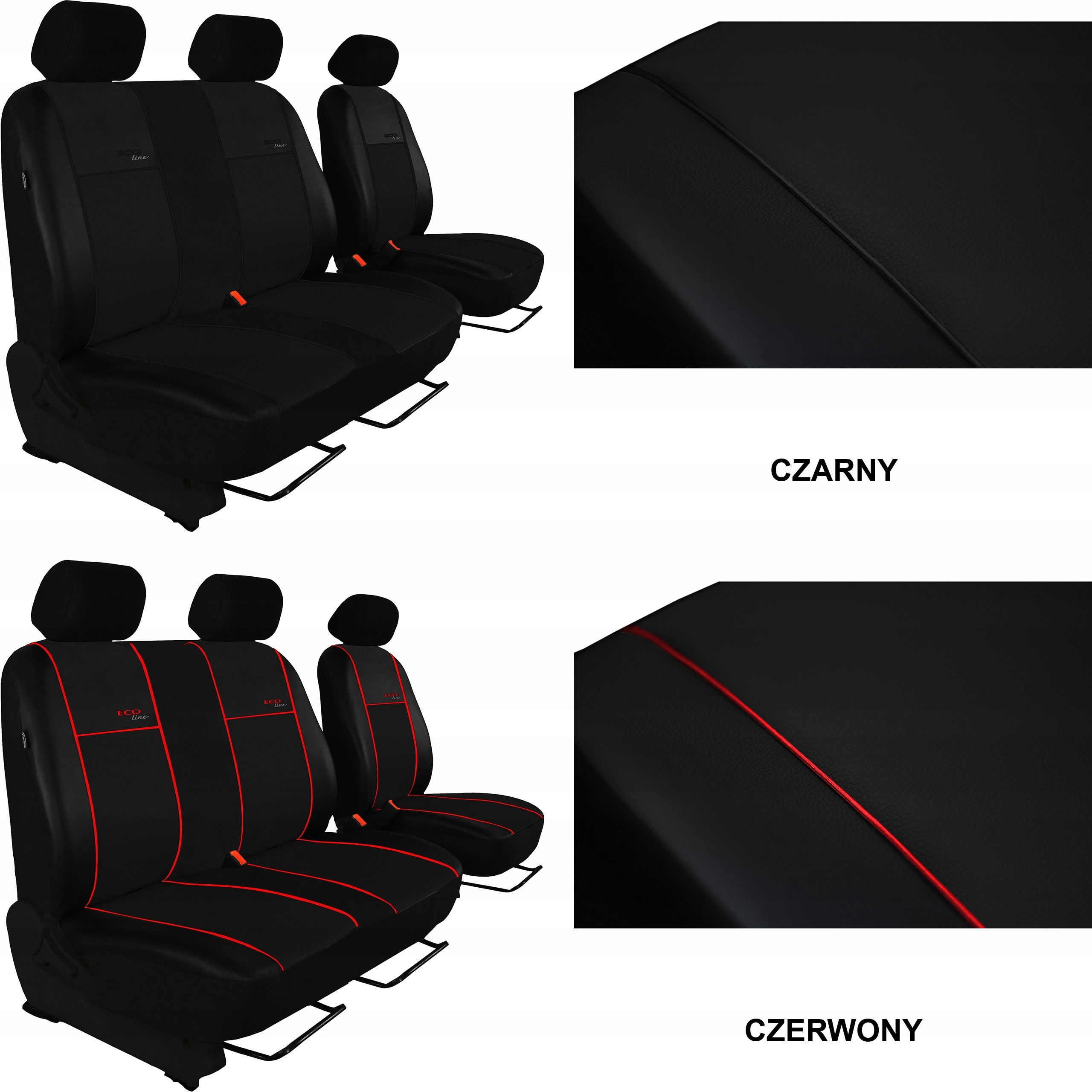 SKÓRZANE POKROWCE MIAROWE SAMOCHODOWE NA SIEDZENIA RENAULT KANGOO III 2+1 Model Eco Line