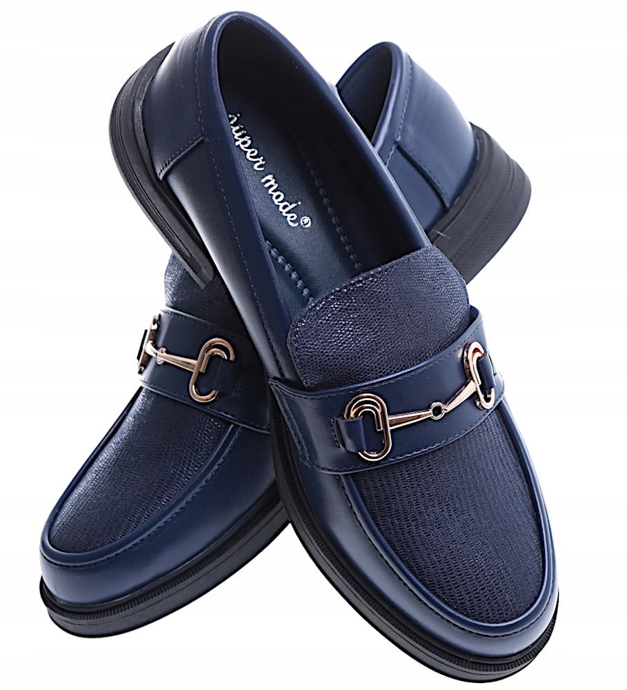 DAMSKIE GRANATOWE LOAFERSY NA NISKIM OBCASIE WSUWANE 15480 41 Rozmiar 41