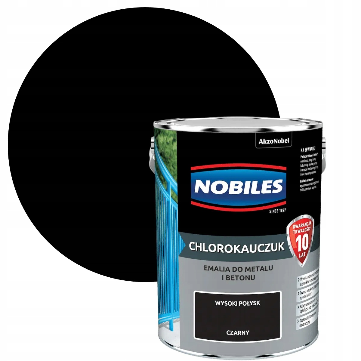Nobiles Chlorokaučuk Černý 5L Smalt Na Kov A Betonu