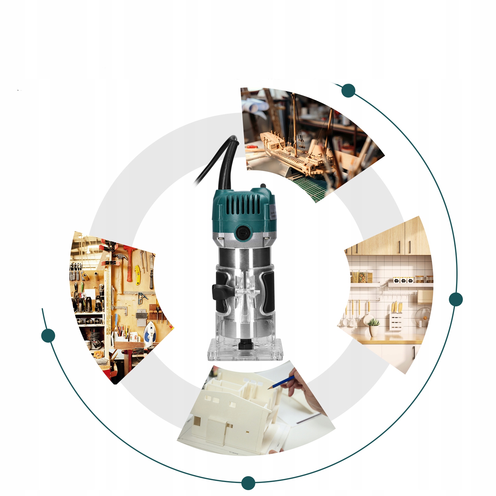 FREZARKA KRAWĘDZIOWA 800W 30000r/min 6.35mm Z 15SZT. FREZÓW Marka bez marki