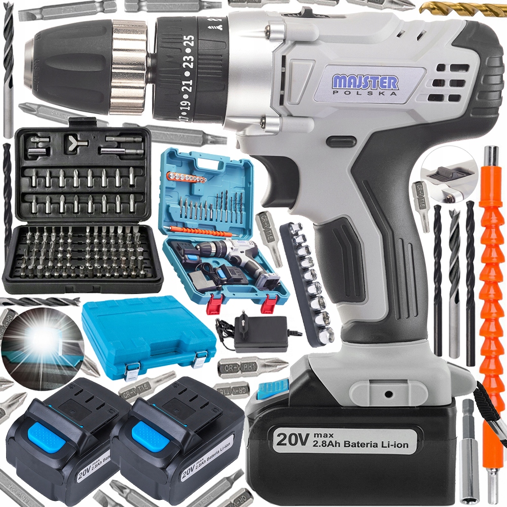 

Wiertarko Wkrętarka Akumulatorowa 20V Li-Lon +bity