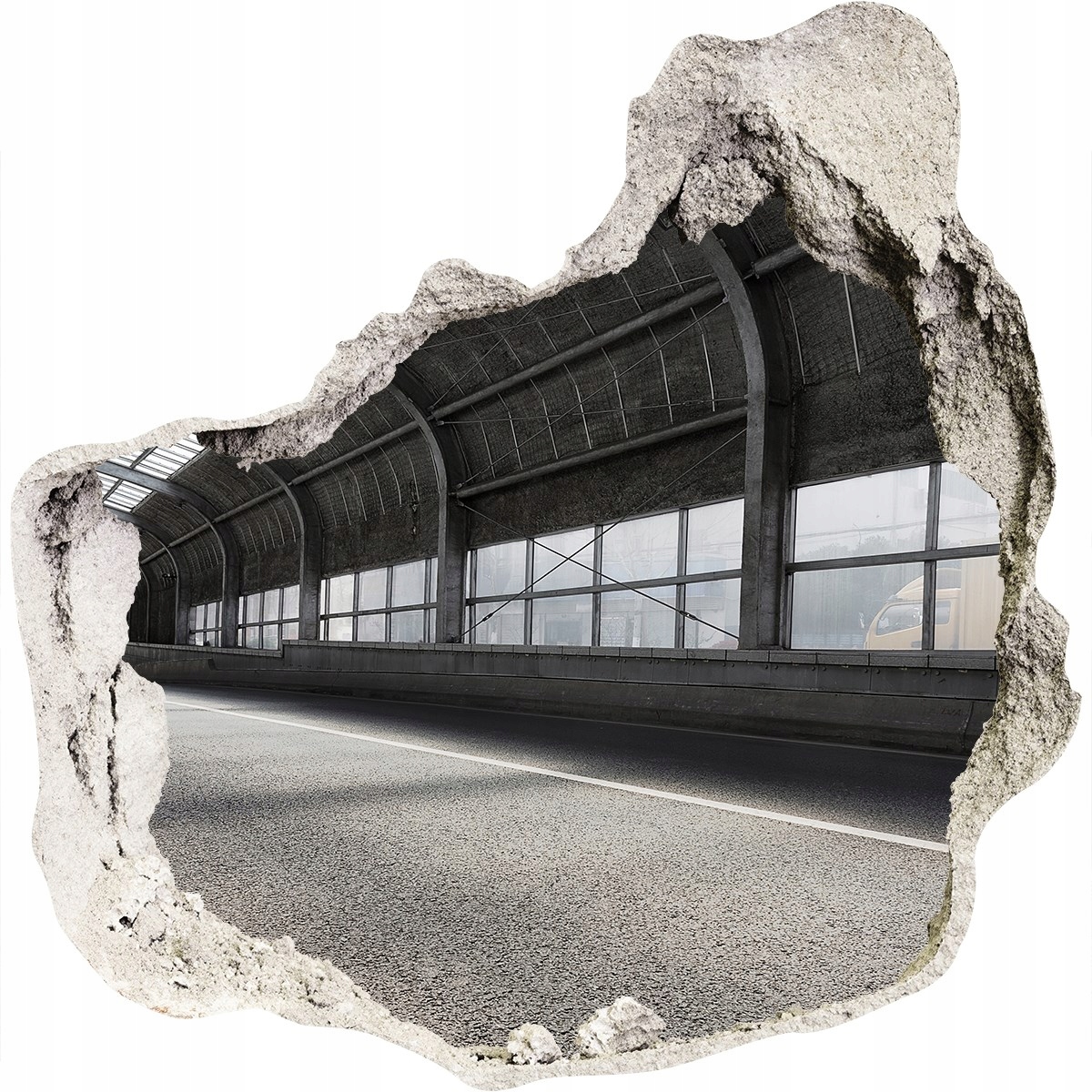

Fototapeta dziura na ścianę 3d Droga w tunelu