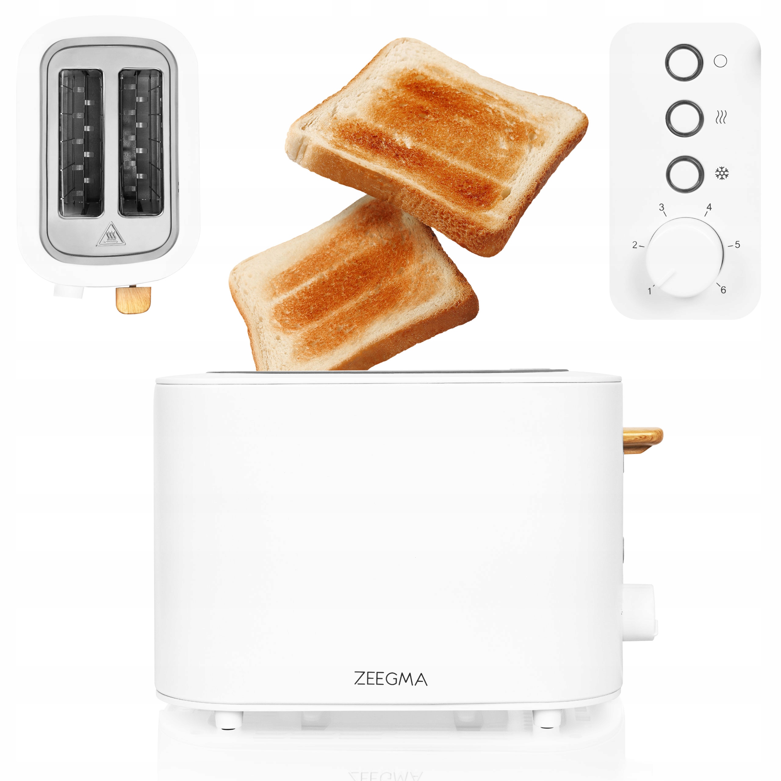 Toustovač Elektrický Opékač Topinek Bílý 820W 6 úrovní 3 režimy