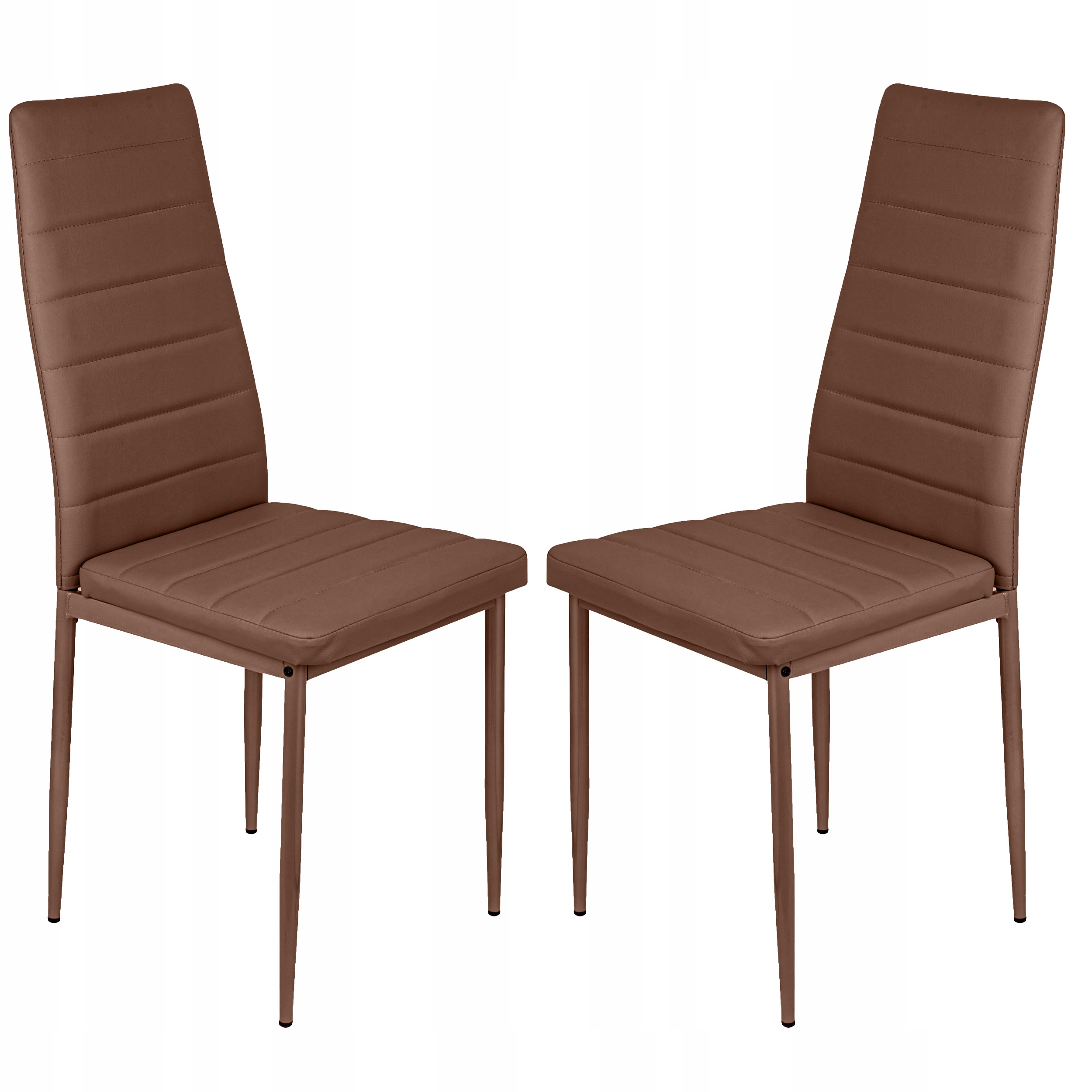 2 x Krzesło Brązowe Ekoskóra Tapicerowane Salon Jadalnia Vito