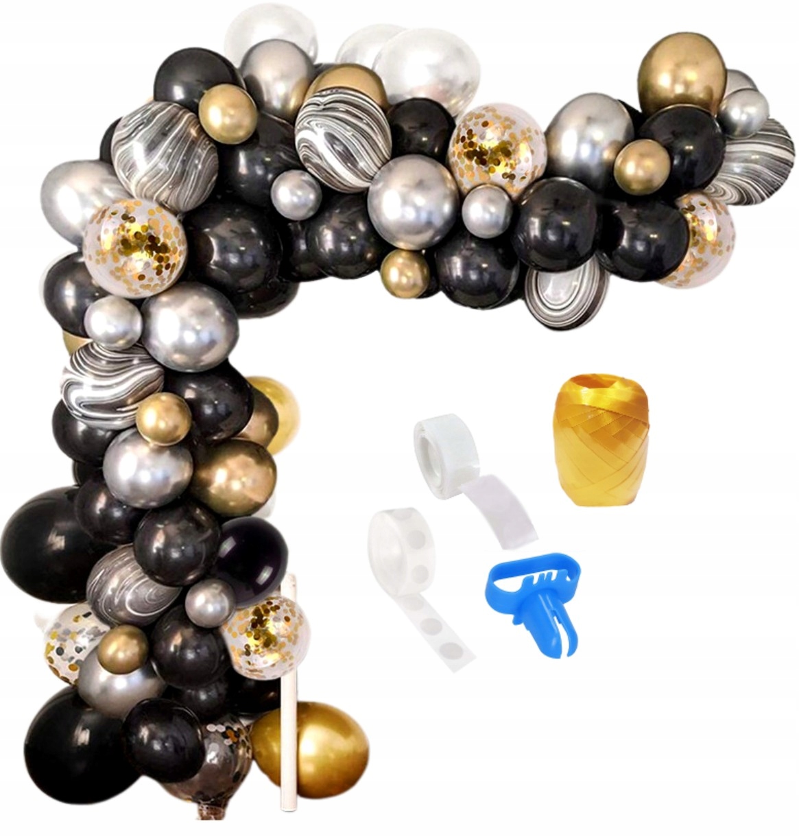 

Zestaw Balonów złote czarne 94szt Girlanda balonow