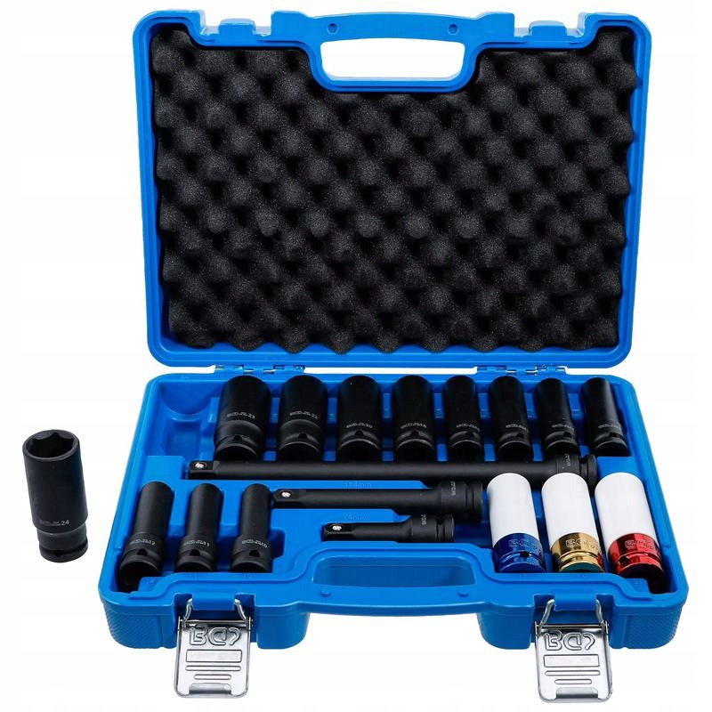 Sada príklepových nástrčných kľúčov a šesťhranných nástavcov 12,5 mm 18 ks Bgs