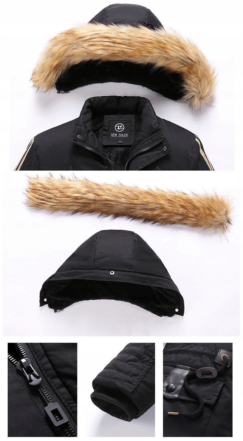 KURTKA MĘSKA ZIMOWA PARKA DŁUGA PŁASZCZ Z KAPTUREM OCIEPLANA GRUBA CIEPŁA Materiał dominujący poliester