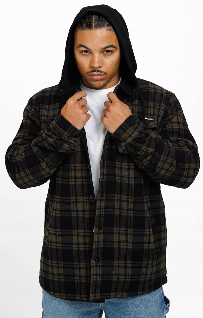 Pit Bull Flanelová bunda S Kapucí Pioneer Black/Olive M