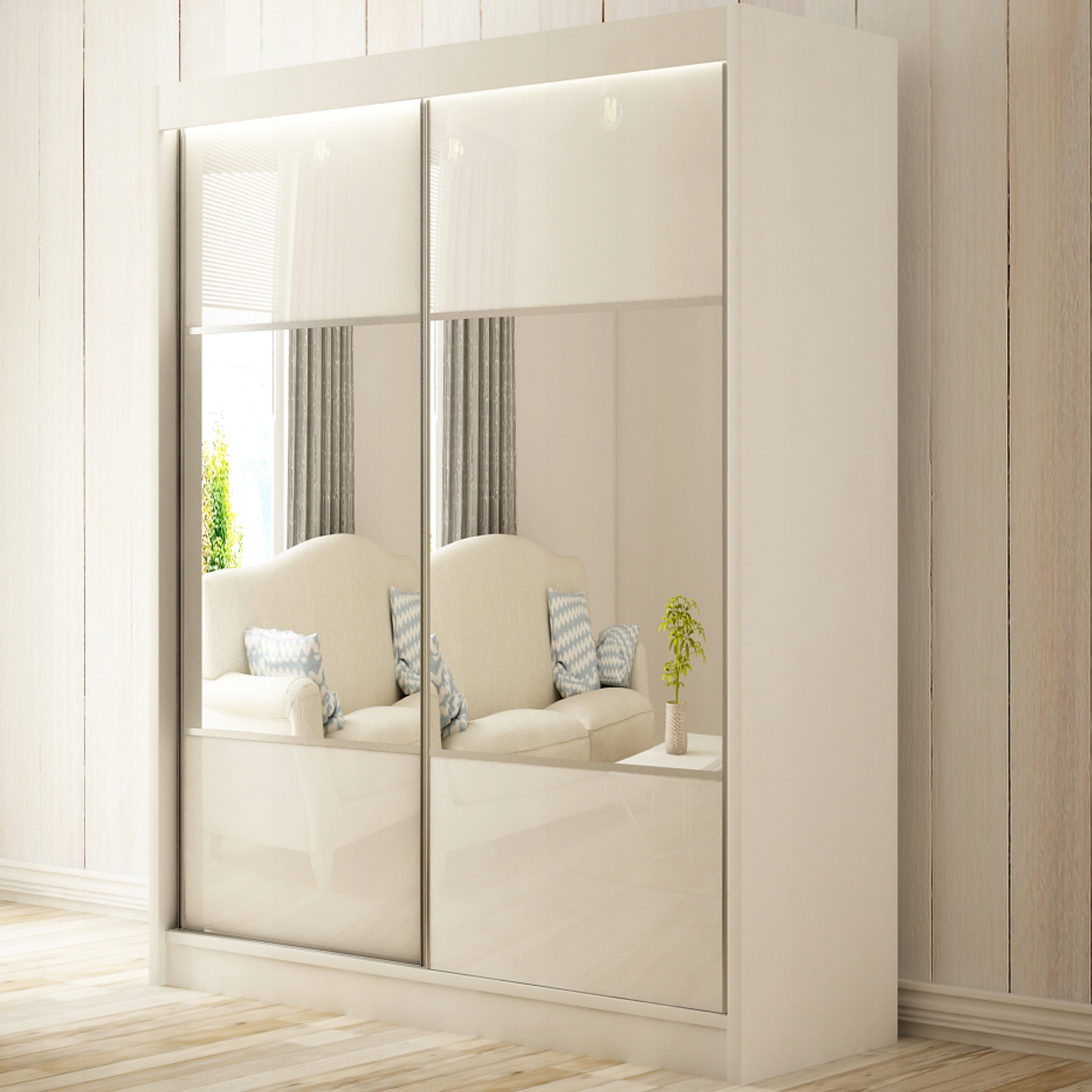 Szafa przesuwna R1 biała 200 garderoba lacobel Kolekcja SZAFY