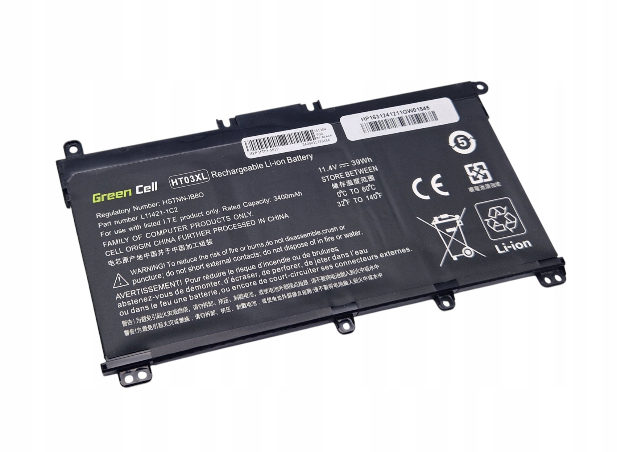 Bateria Green Cell HT03XL 11.4V 3400mAH L11421-1C2 Hp 250 G7 250 G8 Hp 14