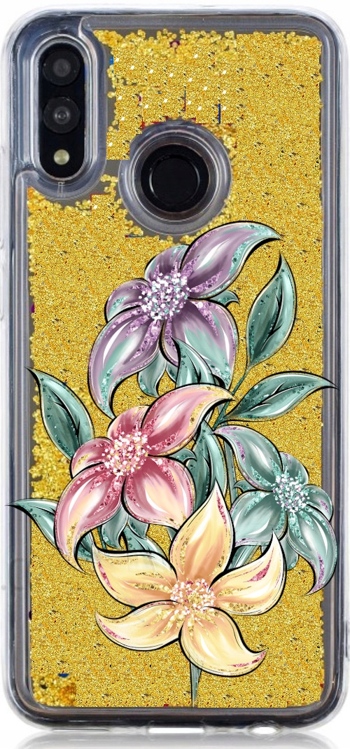 

Etui płynny brokat kwiaty do Huawei P Smart 2019
