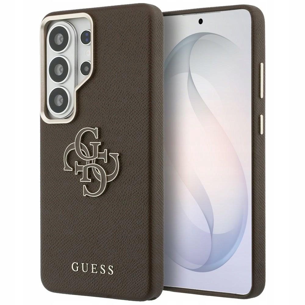 Pouzdro Guess Grained Big 4G Metal Logo pro Samsung Galaxy S26 Ultra, hnědé